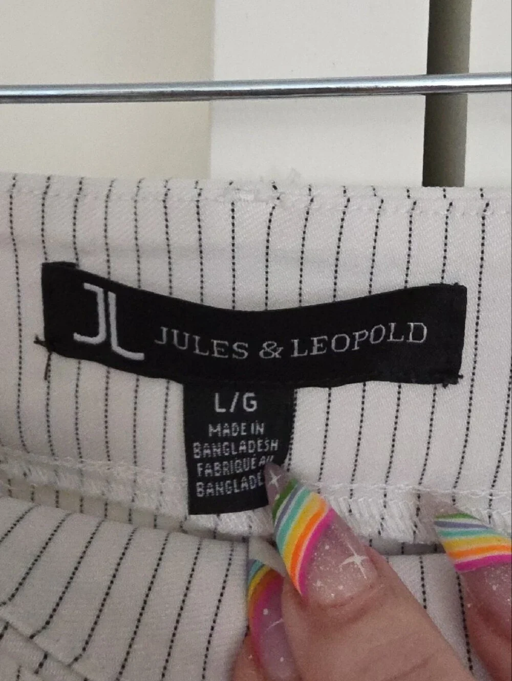 Jules & Leopold Cream Mini Skirt with Thin Gray Pinstripes